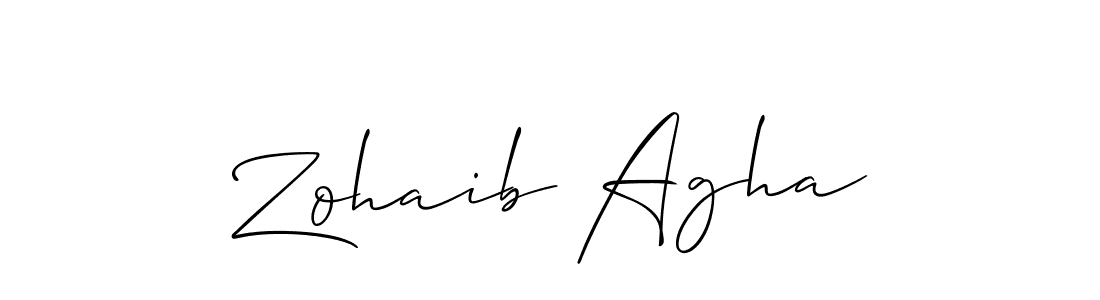Create a beautiful signature design for name Zohaib Agha. With this signature (Allison_Script) fonts, you can make a handwritten signature for free. Zohaib Agha signature style 2 images and pictures png