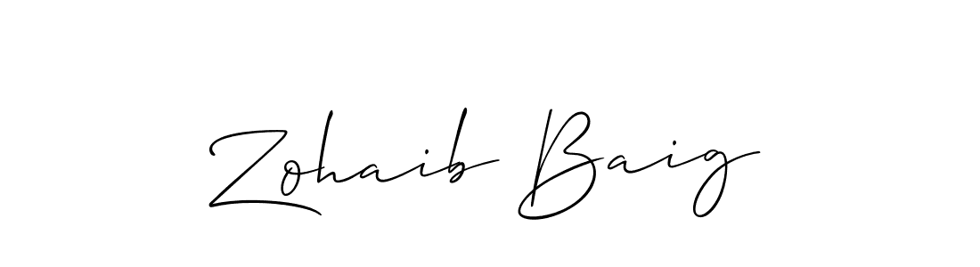 The best way (Allison_Script) to make a short signature is to pick only two or three words in your name. The name Zohaib Baig include a total of six letters. For converting this name. Zohaib Baig signature style 2 images and pictures png