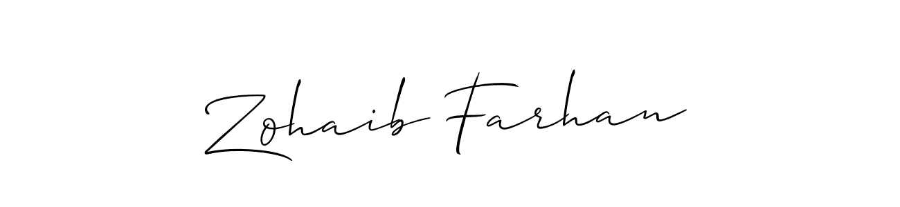 How to make Zohaib Farhan name signature. Use Allison_Script style for creating short signs online. This is the latest handwritten sign. Zohaib Farhan signature style 2 images and pictures png