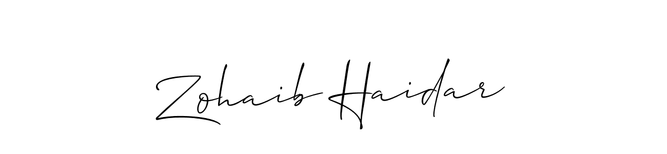 You should practise on your own different ways (Allison_Script) to write your name (Zohaib Haidar) in signature. don't let someone else do it for you. Zohaib Haidar signature style 2 images and pictures png