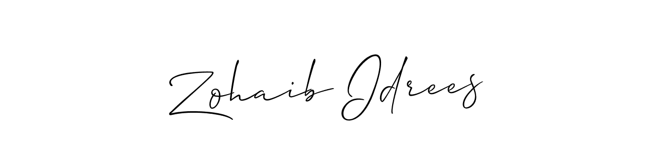 You should practise on your own different ways (Allison_Script) to write your name (Zohaib Idrees) in signature. don't let someone else do it for you. Zohaib Idrees signature style 2 images and pictures png