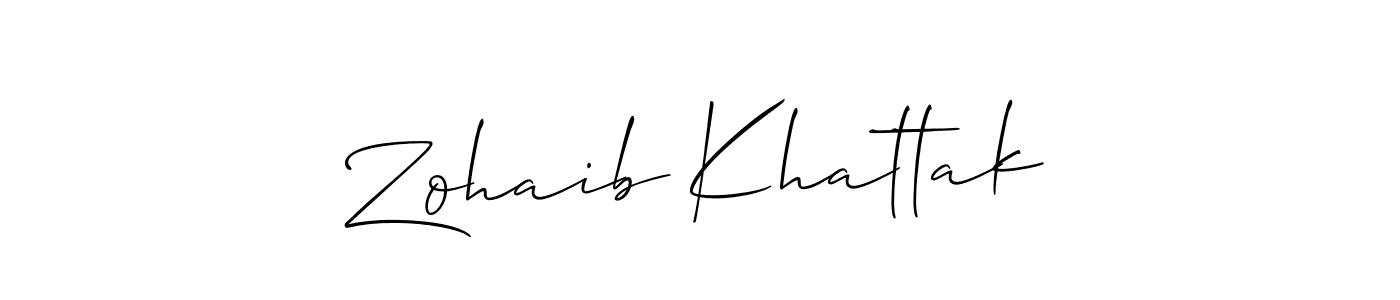 How to make Zohaib Khattak name signature. Use Allison_Script style for creating short signs online. This is the latest handwritten sign. Zohaib Khattak signature style 2 images and pictures png