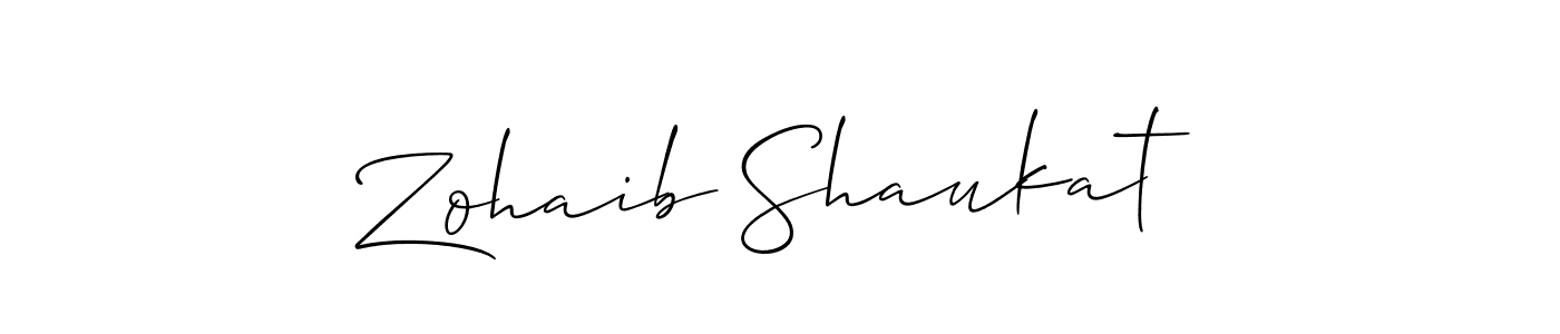 You should practise on your own different ways (Allison_Script) to write your name (Zohaib Shaukat) in signature. don't let someone else do it for you. Zohaib Shaukat signature style 2 images and pictures png