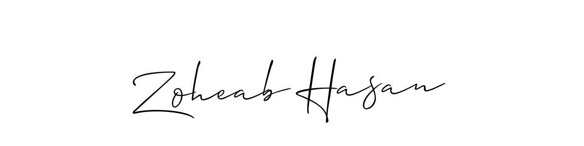 You should practise on your own different ways (Allison_Script) to write your name (Zoheab Hasan) in signature. don't let someone else do it for you. Zoheab Hasan signature style 2 images and pictures png