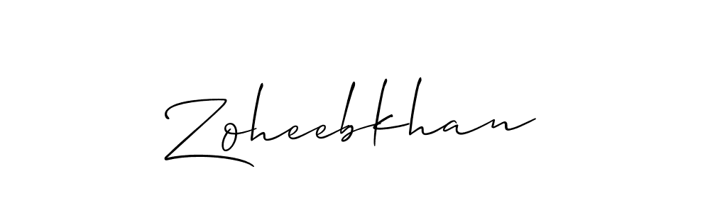 Make a short Zoheebkhan signature style. Manage your documents anywhere anytime using Allison_Script. Create and add eSignatures, submit forms, share and send files easily. Zoheebkhan signature style 2 images and pictures png