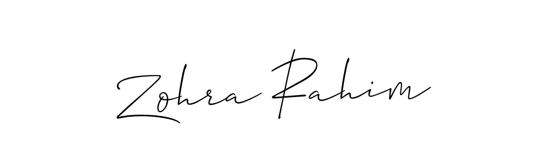 How to make Zohra Rahim signature? Allison_Script is a professional autograph style. Create handwritten signature for Zohra Rahim name. Zohra Rahim signature style 2 images and pictures png