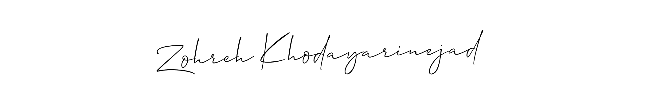 How to make Zohreh Khodayarinejad name signature. Use Allison_Script style for creating short signs online. This is the latest handwritten sign. Zohreh Khodayarinejad signature style 2 images and pictures png