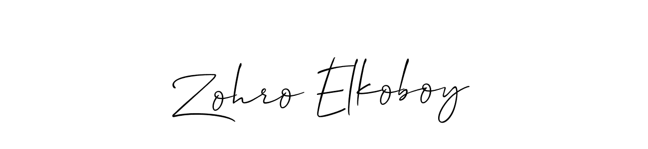 Similarly Allison_Script is the best handwritten signature design. Signature creator online .You can use it as an online autograph creator for name Zohro Elkoboy. Zohro Elkoboy signature style 2 images and pictures png