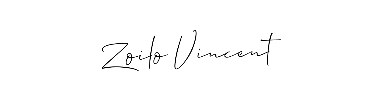 How to make Zoilo Vincent name signature. Use Allison_Script style for creating short signs online. This is the latest handwritten sign. Zoilo Vincent signature style 2 images and pictures png