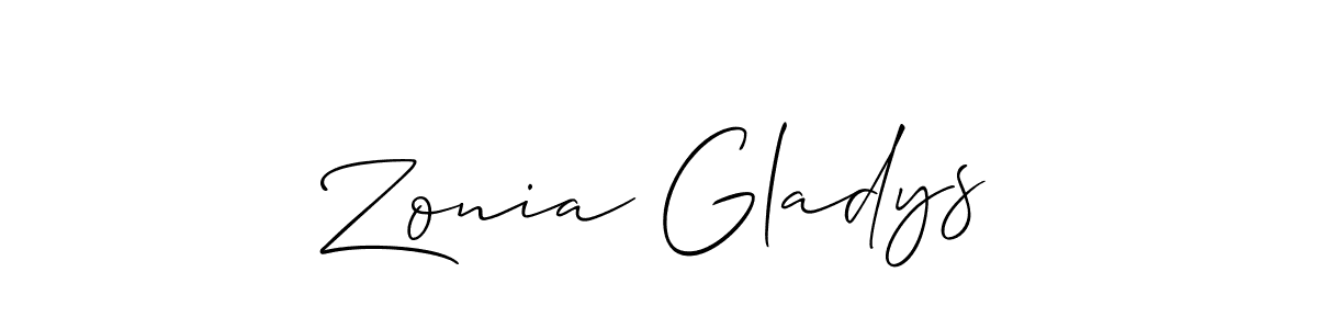 Also You can easily find your signature by using the search form. We will create Zonia Gladys name handwritten signature images for you free of cost using Allison_Script sign style. Zonia Gladys signature style 2 images and pictures png