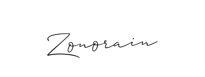 Use a signature maker to create a handwritten signature online. With this signature software, you can design (Allison_Script) your own signature for name Zonorain. Zonorain signature style 2 images and pictures png
