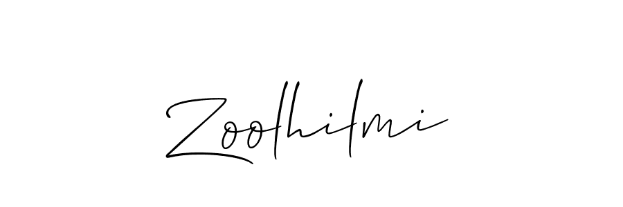 How to make Zoolhilmi signature? Allison_Script is a professional autograph style. Create handwritten signature for Zoolhilmi name. Zoolhilmi signature style 2 images and pictures png