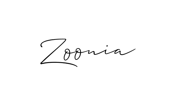 Make a beautiful signature design for name Zoonia. With this signature (Allison_Script) style, you can create a handwritten signature for free. Zoonia signature style 2 images and pictures png