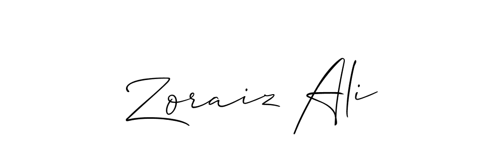 How to make Zoraiz Ali name signature. Use Allison_Script style for creating short signs online. This is the latest handwritten sign. Zoraiz Ali signature style 2 images and pictures png