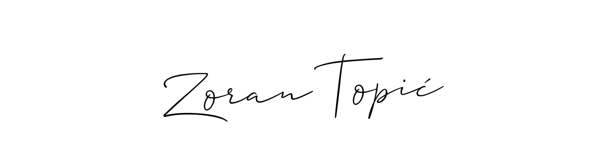 Make a short Zoran Topić signature style. Manage your documents anywhere anytime using Allison_Script. Create and add eSignatures, submit forms, share and send files easily. Zoran Topić signature style 2 images and pictures png