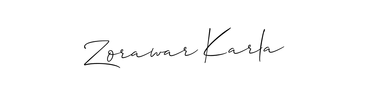 Allison_Script is a professional signature style that is perfect for those who want to add a touch of class to their signature. It is also a great choice for those who want to make their signature more unique. Get Zorawar Karla name to fancy signature for free. Zorawar Karla signature style 2 images and pictures png