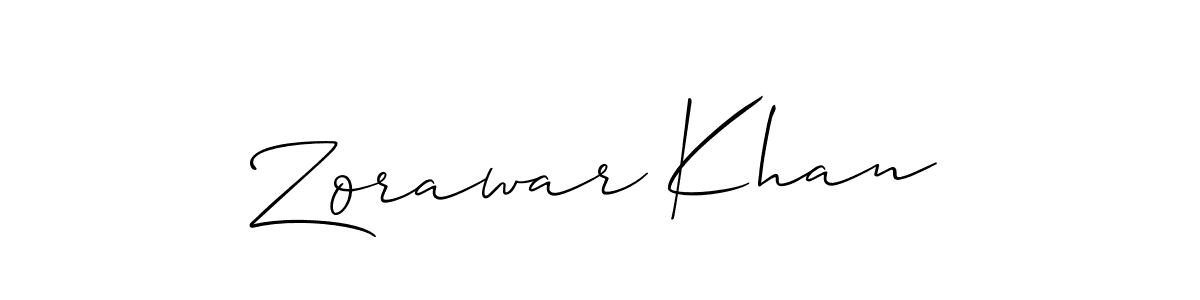 How to make Zorawar Khan name signature. Use Allison_Script style for creating short signs online. This is the latest handwritten sign. Zorawar Khan signature style 2 images and pictures png