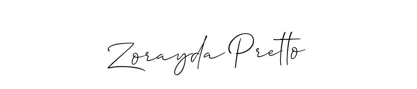 Zorayda Pretto stylish signature style. Best Handwritten Sign (Allison_Script) for my name. Handwritten Signature Collection Ideas for my name Zorayda Pretto. Zorayda Pretto signature style 2 images and pictures png