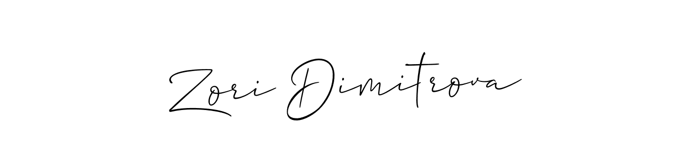 Make a beautiful signature design for name Zori Dimitrova. With this signature (Allison_Script) style, you can create a handwritten signature for free. Zori Dimitrova signature style 2 images and pictures png