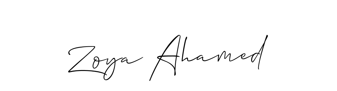 Create a beautiful signature design for name Zoya Ahamed. With this signature (Allison_Script) fonts, you can make a handwritten signature for free. Zoya Ahamed signature style 2 images and pictures png