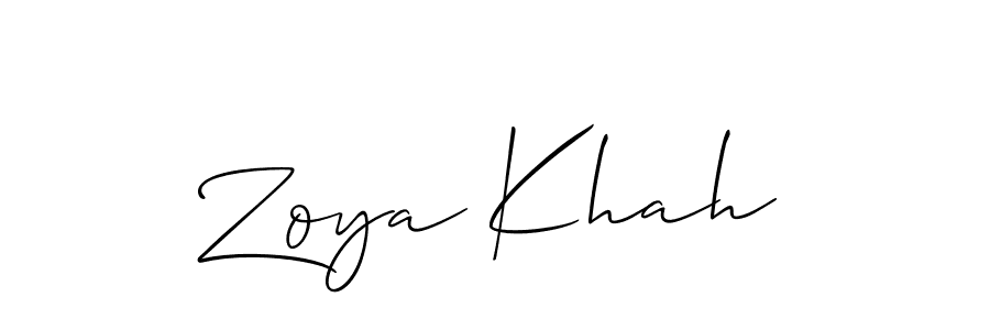 if you are searching for the best signature style for your name Zoya Khah. so please give up your signature search. here we have designed multiple signature styles  using Allison_Script. Zoya Khah signature style 2 images and pictures png