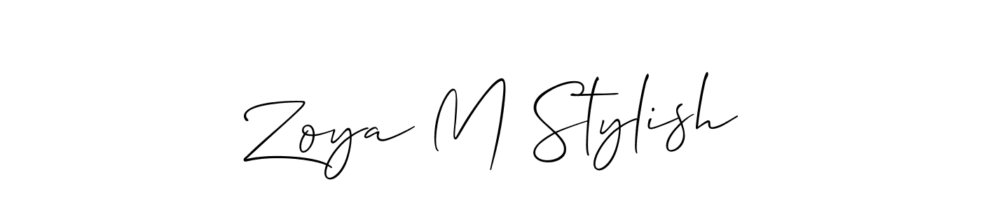 Allison_Script is a professional signature style that is perfect for those who want to add a touch of class to their signature. It is also a great choice for those who want to make their signature more unique. Get Zoya M Stylish name to fancy signature for free. Zoya M Stylish signature style 2 images and pictures png