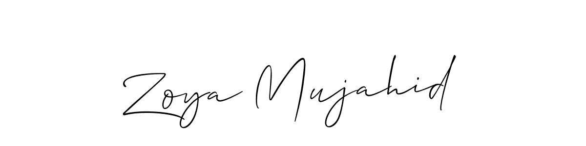 Create a beautiful signature design for name Zoya Mujahid. With this signature (Allison_Script) fonts, you can make a handwritten signature for free. Zoya Mujahid signature style 2 images and pictures png