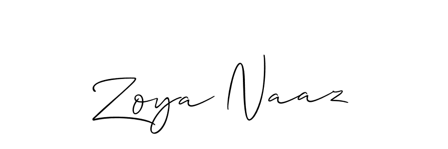 Use a signature maker to create a handwritten signature online. With this signature software, you can design (Allison_Script) your own signature for name Zoya Naaz. Zoya Naaz signature style 2 images and pictures png