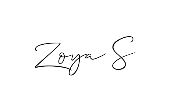 Use a signature maker to create a handwritten signature online. With this signature software, you can design (Allison_Script) your own signature for name Zoya S. Zoya S signature style 2 images and pictures png