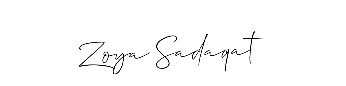 How to make Zoya Sadaqat name signature. Use Allison_Script style for creating short signs online. This is the latest handwritten sign. Zoya Sadaqat signature style 2 images and pictures png