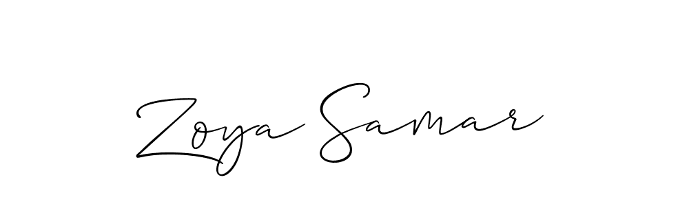 Make a short Zoya Samar signature style. Manage your documents anywhere anytime using Allison_Script. Create and add eSignatures, submit forms, share and send files easily. Zoya Samar signature style 2 images and pictures png