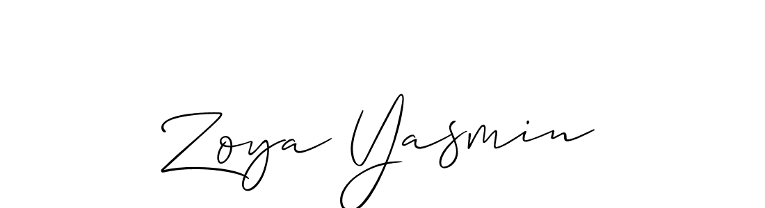 It looks lik you need a new signature style for name Zoya Yasmin. Design unique handwritten (Allison_Script) signature with our free signature maker in just a few clicks. Zoya Yasmin signature style 2 images and pictures png