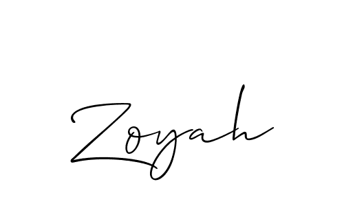 Zoyah stylish signature style. Best Handwritten Sign (Allison_Script) for my name. Handwritten Signature Collection Ideas for my name Zoyah. Zoyah signature style 2 images and pictures png