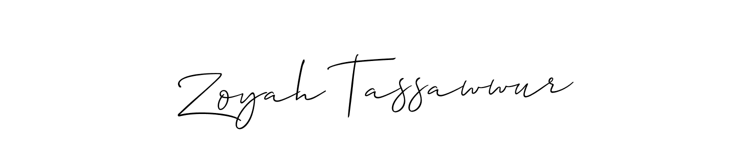 It looks lik you need a new signature style for name Zoyah Tassawwur. Design unique handwritten (Allison_Script) signature with our free signature maker in just a few clicks. Zoyah Tassawwur signature style 2 images and pictures png