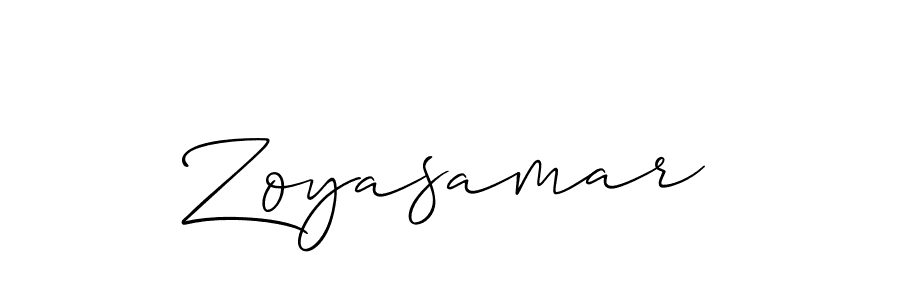 Zoyasamar stylish signature style. Best Handwritten Sign (Allison_Script) for my name. Handwritten Signature Collection Ideas for my name Zoyasamar. Zoyasamar signature style 2 images and pictures png