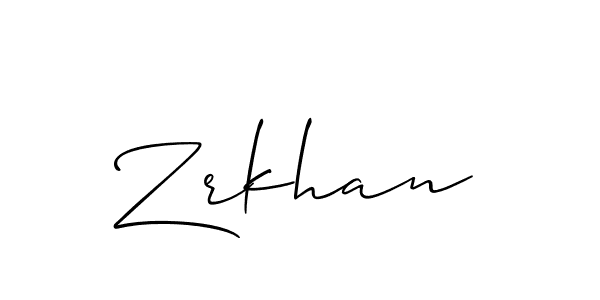 Zrkhan stylish signature style. Best Handwritten Sign (Allison_Script) for my name. Handwritten Signature Collection Ideas for my name Zrkhan. Zrkhan signature style 2 images and pictures png