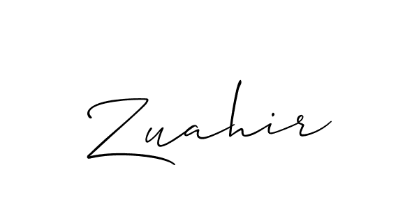 Use a signature maker to create a handwritten signature online. With this signature software, you can design (Allison_Script) your own signature for name Zuahir. Zuahir signature style 2 images and pictures png