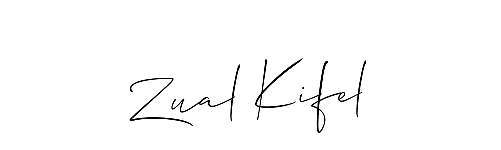 Make a beautiful signature design for name Zual Kifel. With this signature (Allison_Script) style, you can create a handwritten signature for free. Zual Kifel signature style 2 images and pictures png