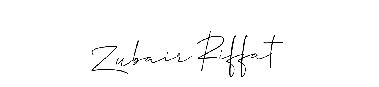 How to make Zubair Riffat name signature. Use Allison_Script style for creating short signs online. This is the latest handwritten sign. Zubair Riffat signature style 2 images and pictures png