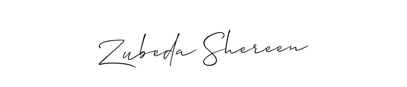 Make a short Zubeda Shereen signature style. Manage your documents anywhere anytime using Allison_Script. Create and add eSignatures, submit forms, share and send files easily. Zubeda Shereen signature style 2 images and pictures png