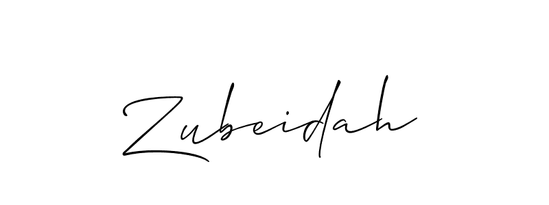Also we have Zubeidah name is the best signature style. Create professional handwritten signature collection using Allison_Script autograph style. Zubeidah signature style 2 images and pictures png