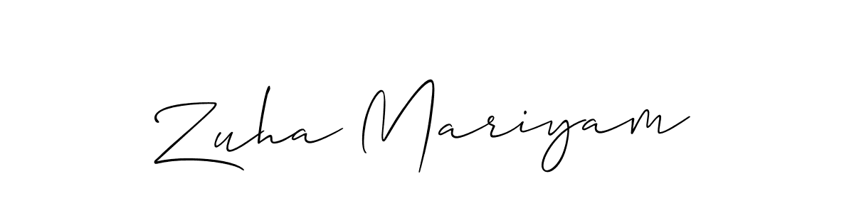 Allison_Script is a professional signature style that is perfect for those who want to add a touch of class to their signature. It is also a great choice for those who want to make their signature more unique. Get Zuha Mariyam name to fancy signature for free. Zuha Mariyam signature style 2 images and pictures png