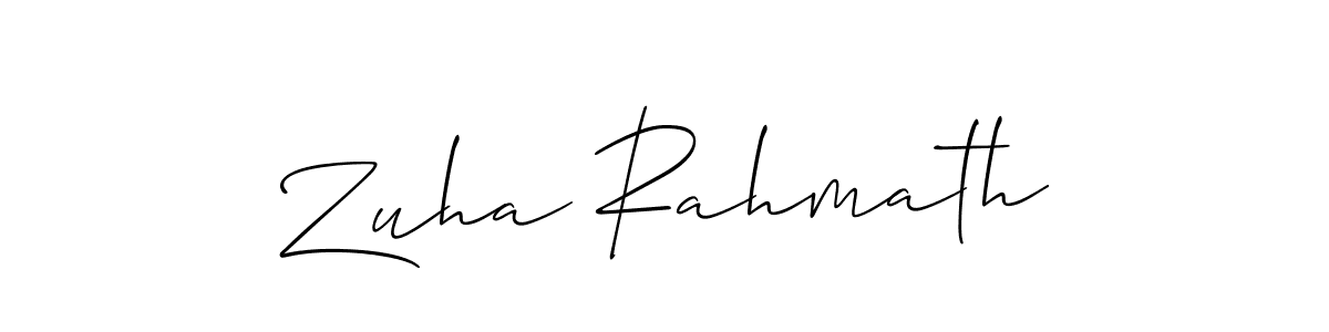 You should practise on your own different ways (Allison_Script) to write your name (Zuha Rahmath) in signature. don't let someone else do it for you. Zuha Rahmath signature style 2 images and pictures png