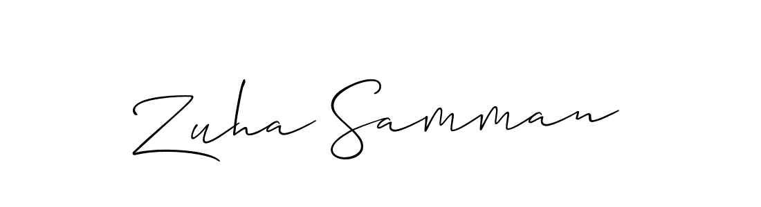 Zuha Samman stylish signature style. Best Handwritten Sign (Allison_Script) for my name. Handwritten Signature Collection Ideas for my name Zuha Samman. Zuha Samman signature style 2 images and pictures png