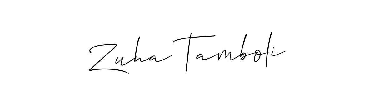 Design your own signature with our free online signature maker. With this signature software, you can create a handwritten (Allison_Script) signature for name Zuha Tamboli. Zuha Tamboli signature style 2 images and pictures png