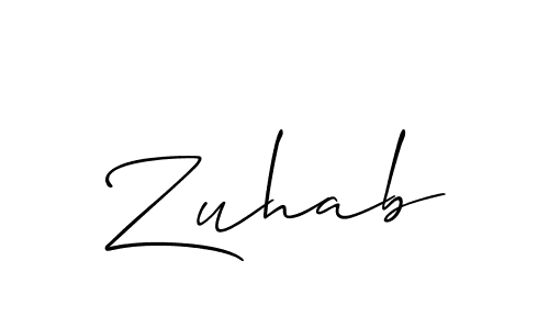 Also we have Zuhab name is the best signature style. Create professional handwritten signature collection using Allison_Script autograph style. Zuhab signature style 2 images and pictures png