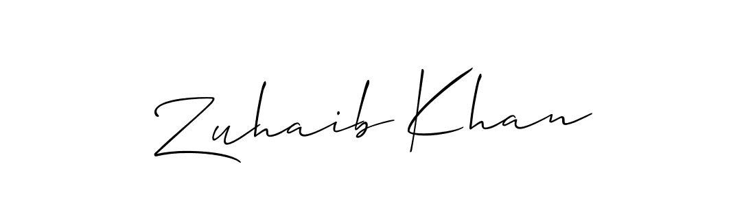 The best way (Allison_Script) to make a short signature is to pick only two or three words in your name. The name Zuhaib Khan include a total of six letters. For converting this name. Zuhaib Khan signature style 2 images and pictures png