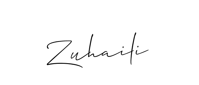 Make a beautiful signature design for name Zuhaili. With this signature (Allison_Script) style, you can create a handwritten signature for free. Zuhaili signature style 2 images and pictures png
