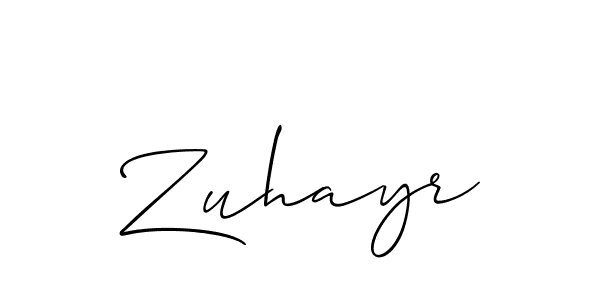 Also we have Zuhayr name is the best signature style. Create professional handwritten signature collection using Allison_Script autograph style. Zuhayr signature style 2 images and pictures png