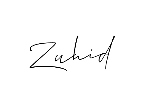 Make a beautiful signature design for name Zuhid. With this signature (Allison_Script) style, you can create a handwritten signature for free. Zuhid signature style 2 images and pictures png